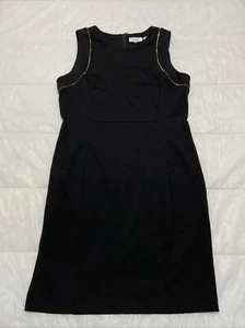 Calvin Klein Women's Designer Black & Gold Sleeveless Sheath Dress ~ Size 16 - Picture 1 of 11