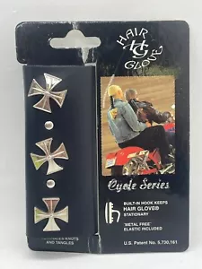 Hair Glove Cycle Series Metal Cross Leather 4" Ponytail Holder - Picture 1 of 2