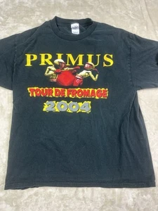 Vintage Primus Tour De Fromage 2004 Men's Large Black T Shirt Double Sided Band - Picture 1 of 6