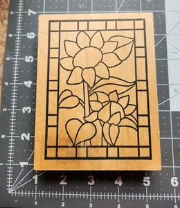 Cottage stamper Rubber Stamp LARGE Sunflower Window Comb-ship EuC B15 - Imagen 1 de 6