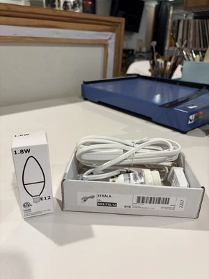 IKEA STRALA Cord Set with E12 Bulb, 157" cord, White, 503.715.12, NEW - Image 1 of 2