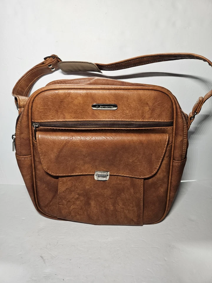 Vintage Samsonite Silhouette Brown Vinyl Sonora 2 Bag Shoulder Tote Train Case - Image 1 of 4