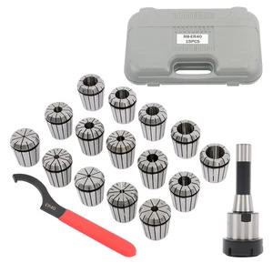 ER40 Collet 15 Pcs Set R8 Shank Chuck Tools For Milling Machine, Lathe, Drilling - Bild 1 von 24