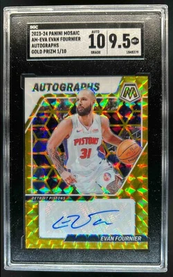 2023-24 Mosaico Evan Fournier Auto Gold Prizm #1/10 Pistones SGC 9.5 Foto 1 de 2