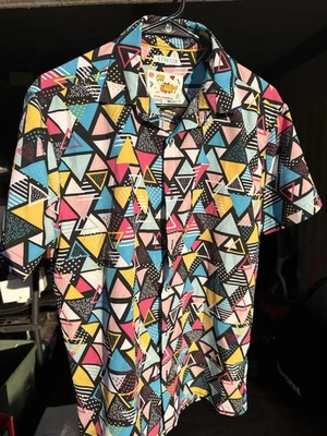 Drill Clothing Oh Snap! Shirt Men's Large Retro 90s Geometric AOP Stretch - Image 1 of 3