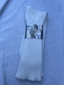 Vintage Socks Hi-Bulk Orlon Acrylic IVORY WHITE USA Mens 10-13 NOS - Picture 1 of 4