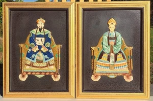 Par Emperador y Emperatriz Chinos - Paneles en Relieve Pintados a Mano 25x19 🎎✨ - Imagen 1 de 11