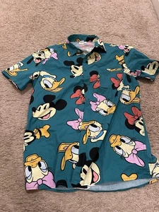 Vintage Disney All Over Mickey Donald Goofy & Pluto - M Short Sleeve - Picture 1 of 9