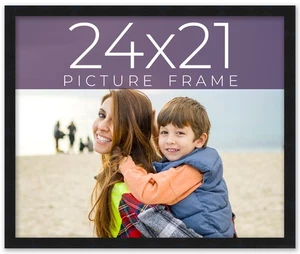 24x21 Frame Black Real Wood Picture Frame Width 0.75 inches | Interior Frame Dep - Picture 1 of 10