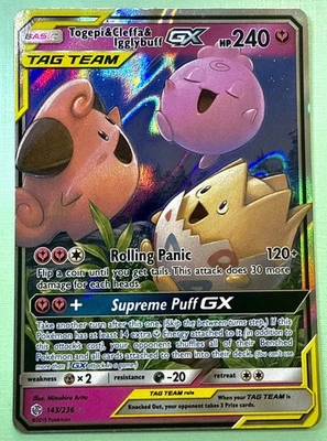 Togepi & Cleffa & Igglybuff GX 143/236 Sm-Cosmic Eclipse Holo - Image 1 of 2