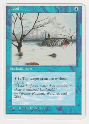 Miscut Flood LP 4th Edition MTG Magic Factory Error Misprint Alpha Cut Corners! - Image 1 of 2