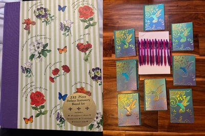 DELUXE Papyrus Themed Stationary Greeting Card, Floral Paper, Free Pens - Image 1 of 4