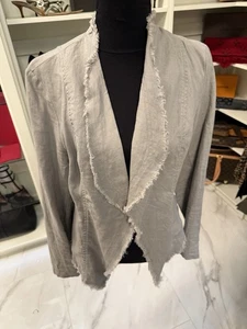 NWOT INC International Concepts Frayed Edge Light Gray Blazer SzL - Picture 1 of 8