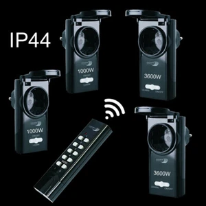 4 Funk Steckdosen + Fernbedienung  INNEN & AUSSEN Garten IP44 Badezimmer Stecker - Bild 1 von 1