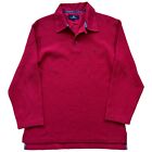Vintage 90s Mulberry Red Sweatshirt Polo Button Up Pullover Men’s Small