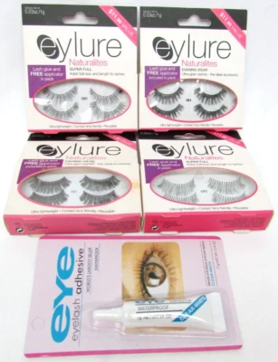4 Pack Eylure Naturalites Reusable Eyelashes + Adhesive Glue (2) 080 + (2) 101 - Image 1 of 4