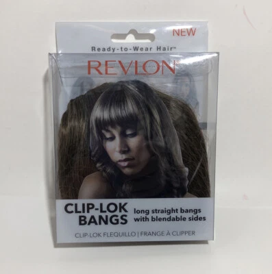Revlon Clip-Lok Clip-On Bangs Ready To Wear Hair Extension Hairpiece MED BROWN - Image 1 of 4