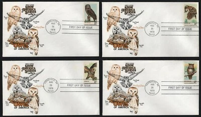 #1760-1763 15c Owls, Marq-Hand Cancel FDC **ANY 5=FREE SHIPPING** - Image 1 of 4