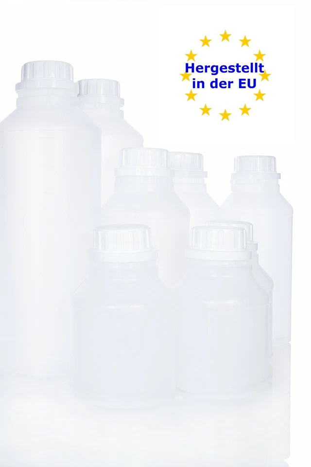 Rundflasche HDPE mit Schraubverschluss und Skala 0,25L, 0,5L, 1L, Kunststoff - Bild 1 von 1