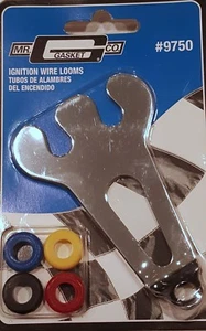 Chrome Spark Plug Wire Separator Holder Short 2 Wire Colored Grommets Mr Gasket - Picture 1 of 1