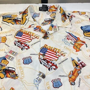 PASSION-I ROUTE 66 USA AMERICAN HIGHWAY HAWAII ALOHA SHIRT Herren L Reisekarte - Bild 1 von 4