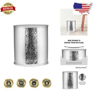 Unique Open-Top Oval Waste Basket in Silver Resin - Ideal for Home Decor - Picture 1 of 8