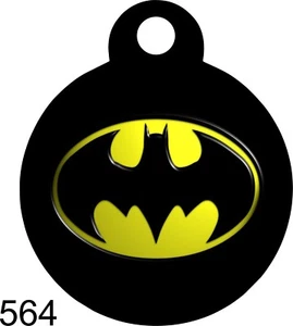 Tiermarken personalisiert Tierausweisschild für Hund und Katze RUNDE Etiketten BATMAN lustig süß - Bild 1 von 4