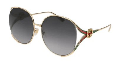 Gafas de sol redondas de gran tamaño para mujer Gucci GG0225 S 001 doradas/grises Foto 1 de 4