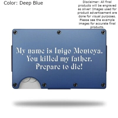 Cartera Personalizada "MY NAME IS INIGO MONTOYA" Grabada con Láser - Cartera Delgada de Metal Foto 1 de 4