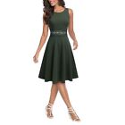 Trendy Women's Cocktail Dress O Neck Lace Stitching Swing OL Lady Dresses