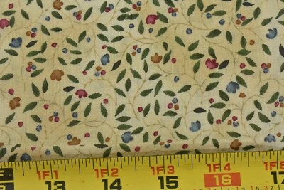 9" Long, Brown Red Green Flora on Tan Quilt Cotton, Hoffman, "Fantasies", V347 - Image 1 of 4