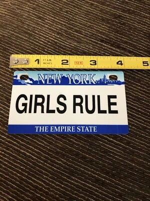 New NY New York “ Girls Rule” Novelty Plastic Novelty Mini License Plate Tag - Image 1 of 4