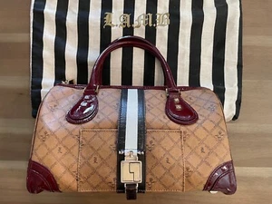 L.A.M.B by Gwen Stefani Y2K Mandeville Brown / Red Leather Boston Handbag Purse - Picture 1 of 11