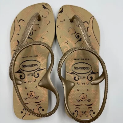 Sandalias Havaianas Tanga Bronce Sandalia Correas Detalle Floral Para Mujer Talla 6 Anchas Foto 1 de 4