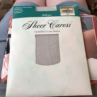 Worthington Sheer Caress Silver Pantimedias Queen Cortas Brillo Ultra Transparente Foto 1 de 4