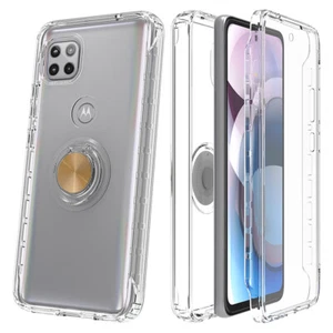 For Moto One 5G ACE Moto G 5G Full Body Ring Clear Case Built In Screen  - Picture 1 of 14