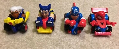 Marvel Hero Squad Buddies Lot 4 Die-cast Toy Cars Wolverine Spiderman Cap Storm - Image 1 of 4