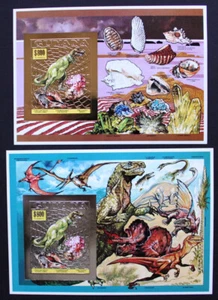 Guyana 1993 Bl. 372-73 B Gold + Silber ** MNH Prähistorische Tiere Dinosaurier - Picture 1 of 1