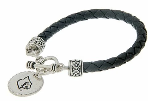 57475 Louisville Leather Bracelet with Silver and Black Pendant Bracelet Cover