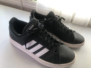 ONLY Sz 9 LEFT Adidas Grand Court Base Mens Shoes Sneakers Black/White - Picture 1 of 12