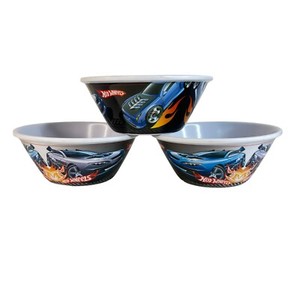 3 Kelloggs Hot Wheels Cars Cereal Bowls Melamine Plastic 2007 Advertising