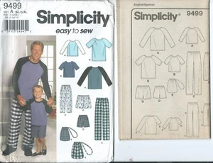 S 9499 sewing pattern Father Son LOUNGEWEAR PANTS SHORTS TOP & BAG sew PJs UNCUT - Picture 1 of 1