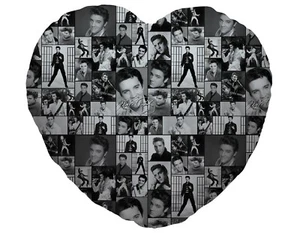 Black & White Elvis Presley Montage Design Heart Shaped Cushion Valentines Day - Picture 1 of 2
