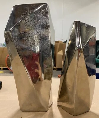 Venus Williams коллекции Серебряный алюминий современная ваза 14 дюймов x 12 дюймов набор из 2 NWD - Изображение 1 из 4
