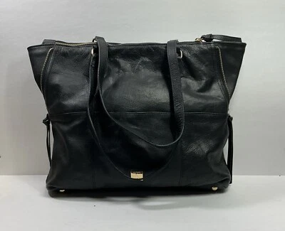 KOOBA Everette Black Soft Leather Shoulder Bag Large Expandable Tote Handbag - Image 1 of 4