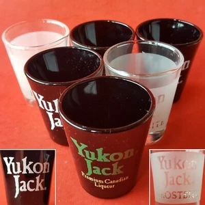 6 Yukon Jack Liqueur Logo Shot Glasses: 2 Premium +2 Black & White +2 Frostbite - Picture 1 of 12
