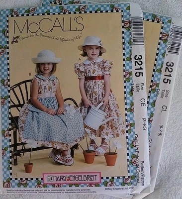 2 McCall's 3215 Girls Mary Engelbreit Apron Dress Pattern Size Run 3 4 5 6 7 8 - Image 1 of 4