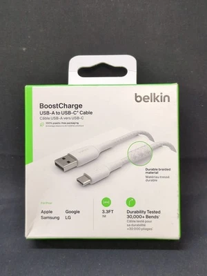 Belkin CAB002BT1MWH BoostCharge USB-A to USB-C Charge Cable 1M White  - Image 1 of 4