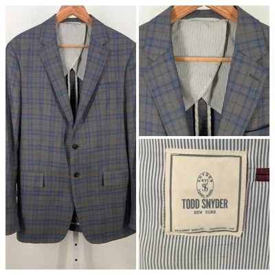 Chaqueta Blazer Todd Snyder Azul Gris Franela a Cuadros 42L Hecho en Unión Foto 1 de 4