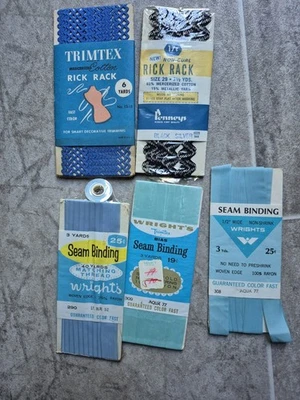 WRIGHT'S  Vintage Lot Of 5  Seam Bindings AND RICK-RACK - Image 1 of 2